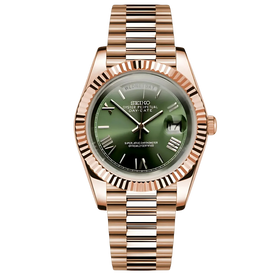 Seikodate rose gold olive-green Roman